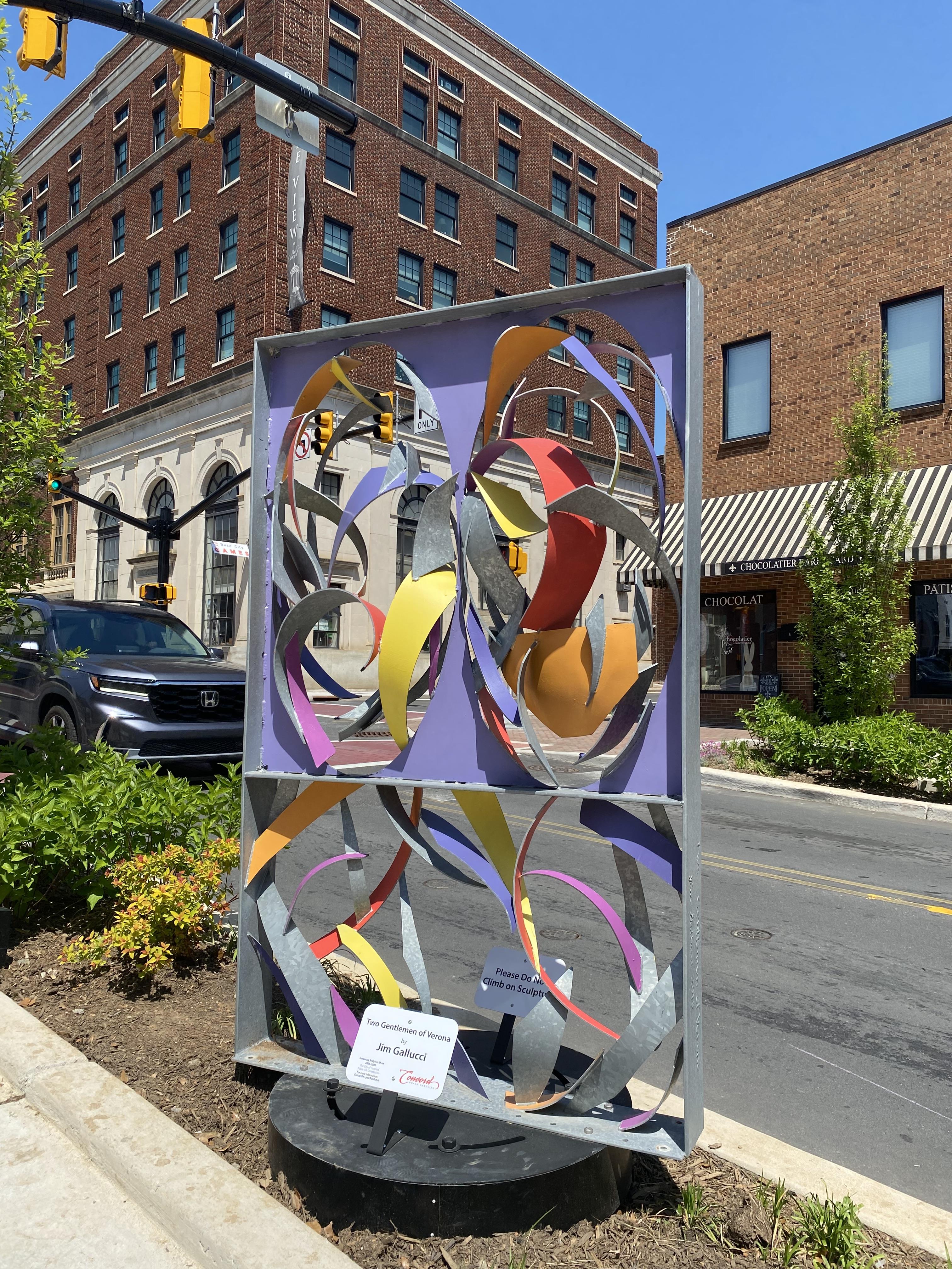 Picture showing the "Two Gentleman of Verone" sculpture in Downtown Concord